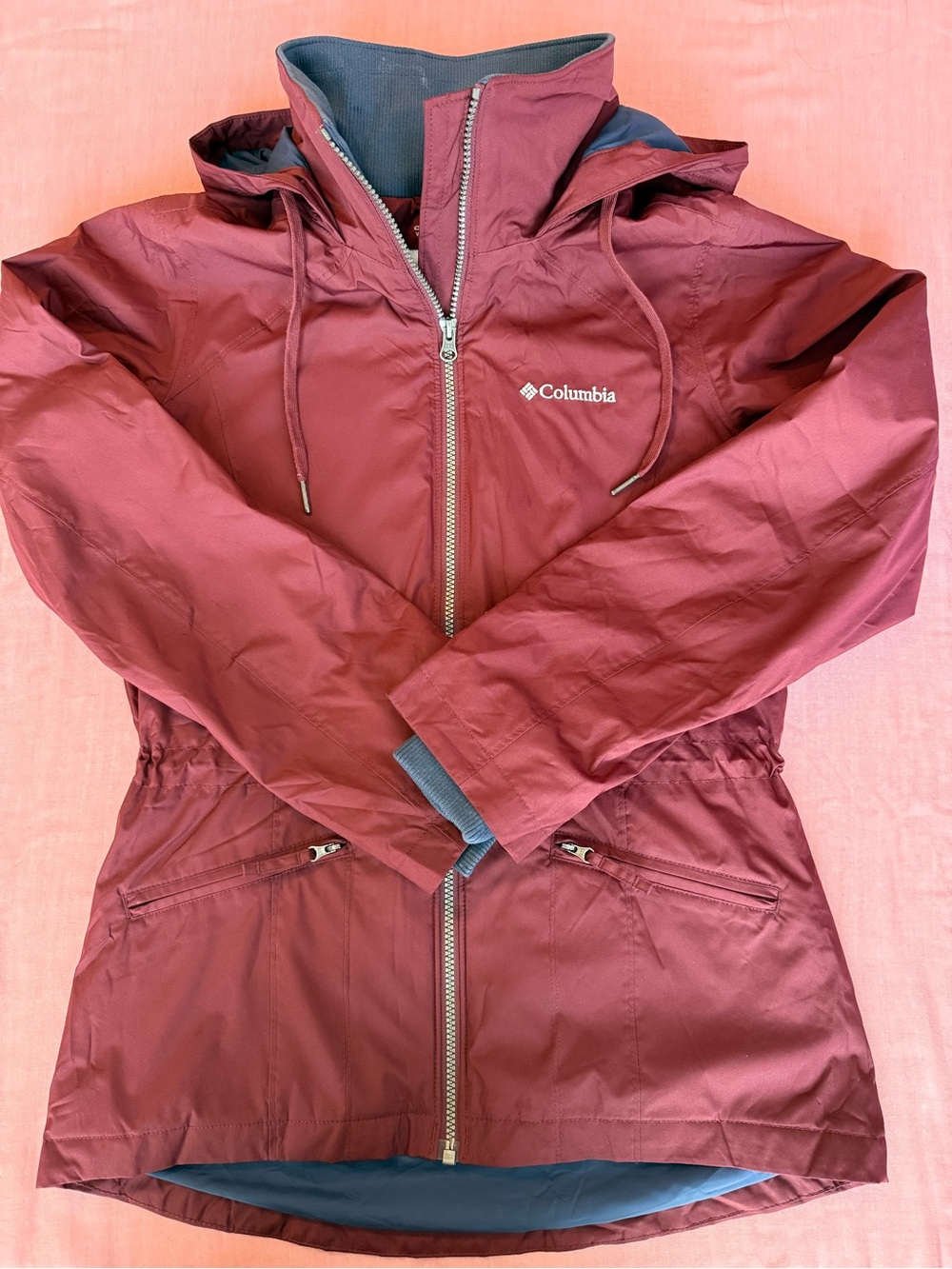 Columbia Women's Maroon Hooded Rain Jacket